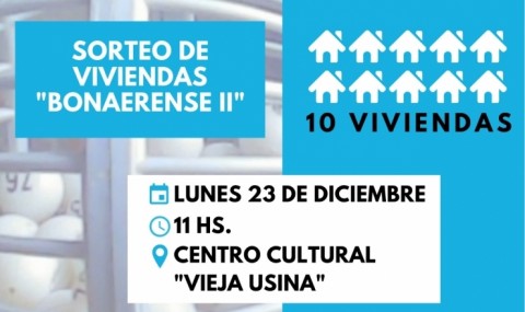 Sortean las diez nuevas viviendas del Plan "Bonaerense II" en Tres Lomas