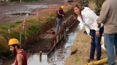 La senadora Centeno recorrió la obra de la calle Brasil