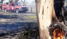 Incendio de monte y vuelco sobre Ruta Nacional N° 5