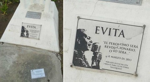 Rompieron placas del monumento de Evita
