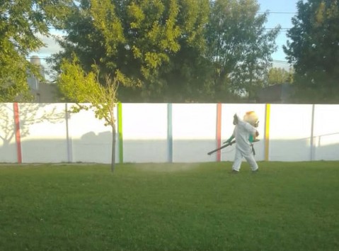Realizan tareas de fumigación en establecimientos educativos