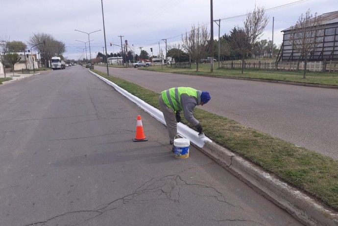Tareas de demarcación en la Avenida América