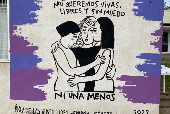 Mural conmemorativo de la movilización “Ni una menos”