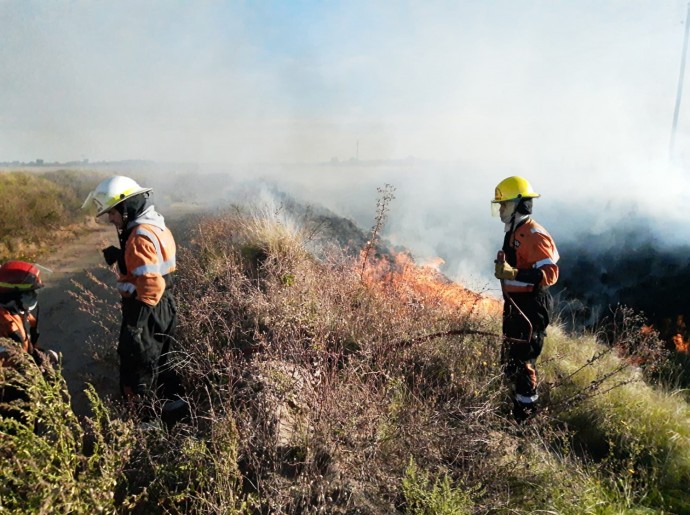 Bomberos evitaron que un incendio alcance un monte y rastrojos  