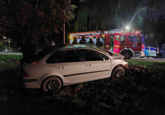 Un automóvil impactó contra un árbol en el Acceso Centenario