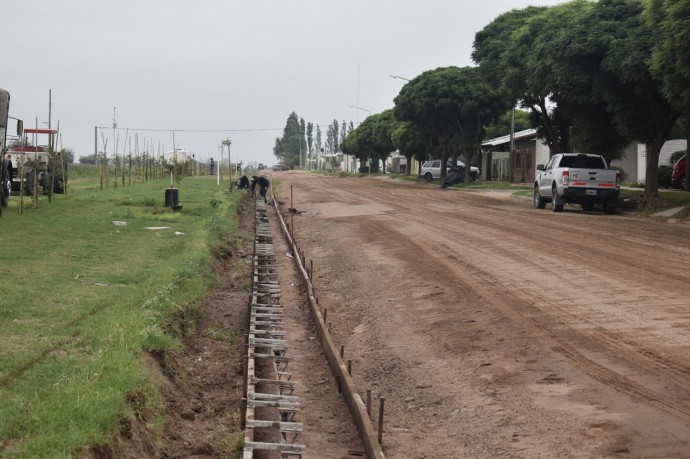 Avanza la obra de cordón cuneta en calle Drysdale